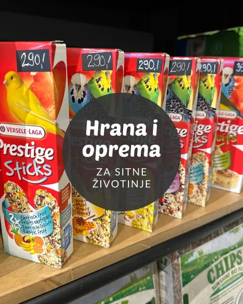 Prestige štapići za ptice na polici, sa pečatom Hrana i oprema za sitne životinje